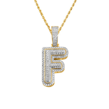 yellow diamond letter f pendant